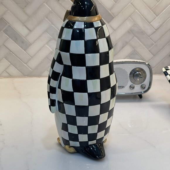 MacKenzie-Childs Courtly Check Tabletop Penguin – 11" Resin Holiday Figure-NEW - Picture 5 of 14